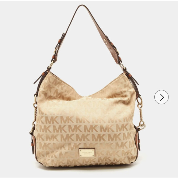 Michael Kors Handbags - Michael Kors Large Signature Canvas  and Leather Studded Hobo Bag